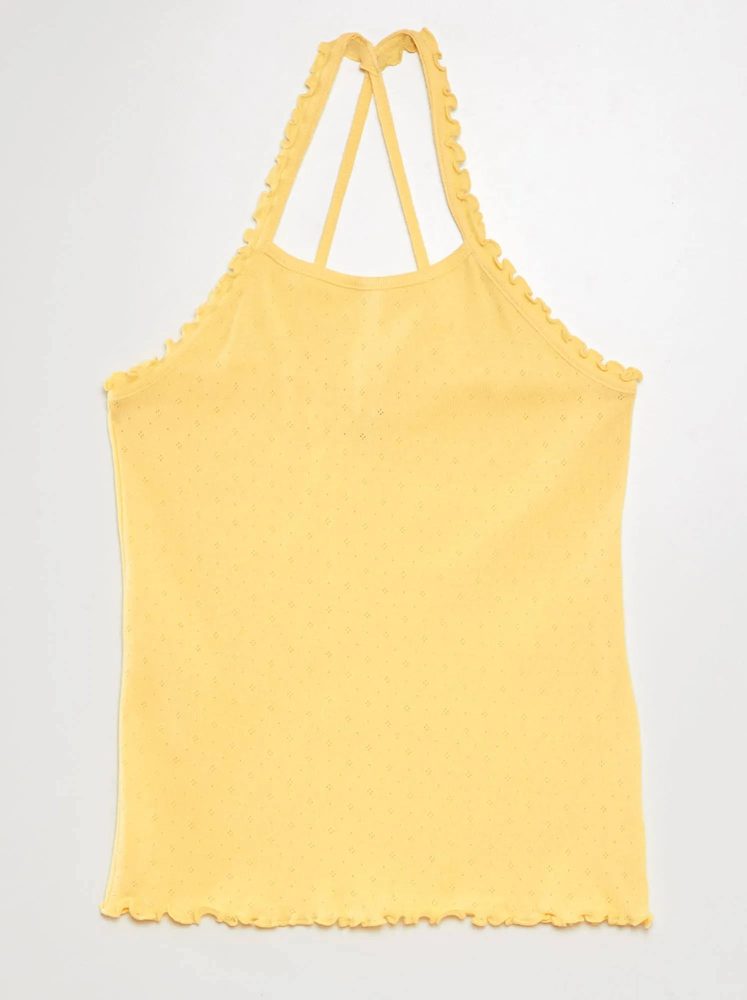 Top con spalline sottili con volant - GIALLO