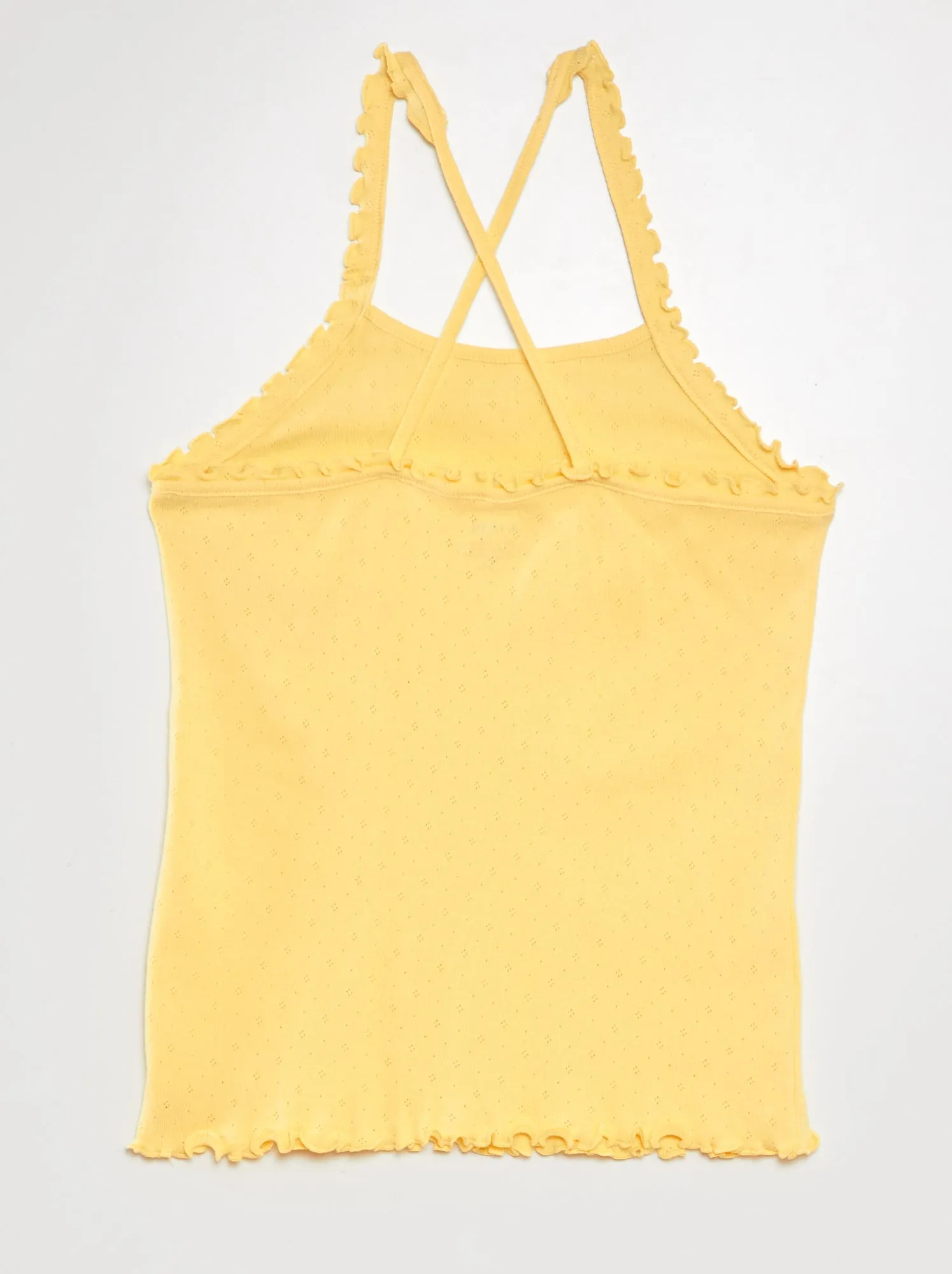 Top con spalline sottili con volant - GIALLO