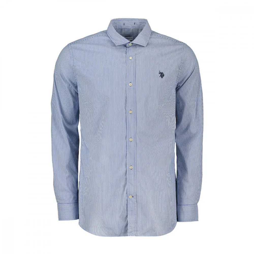 US POLO CAMICIA SLIM A RIGHE IN POPELINE STRETCH