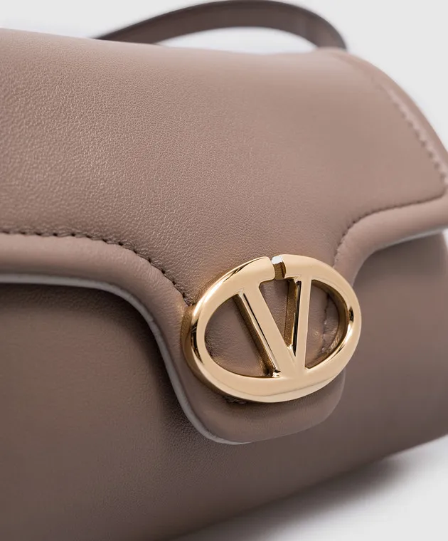 Valentino Borsa a tracolla in pelle beige VLOGO del 1960 5W2P0AC4ZFJ