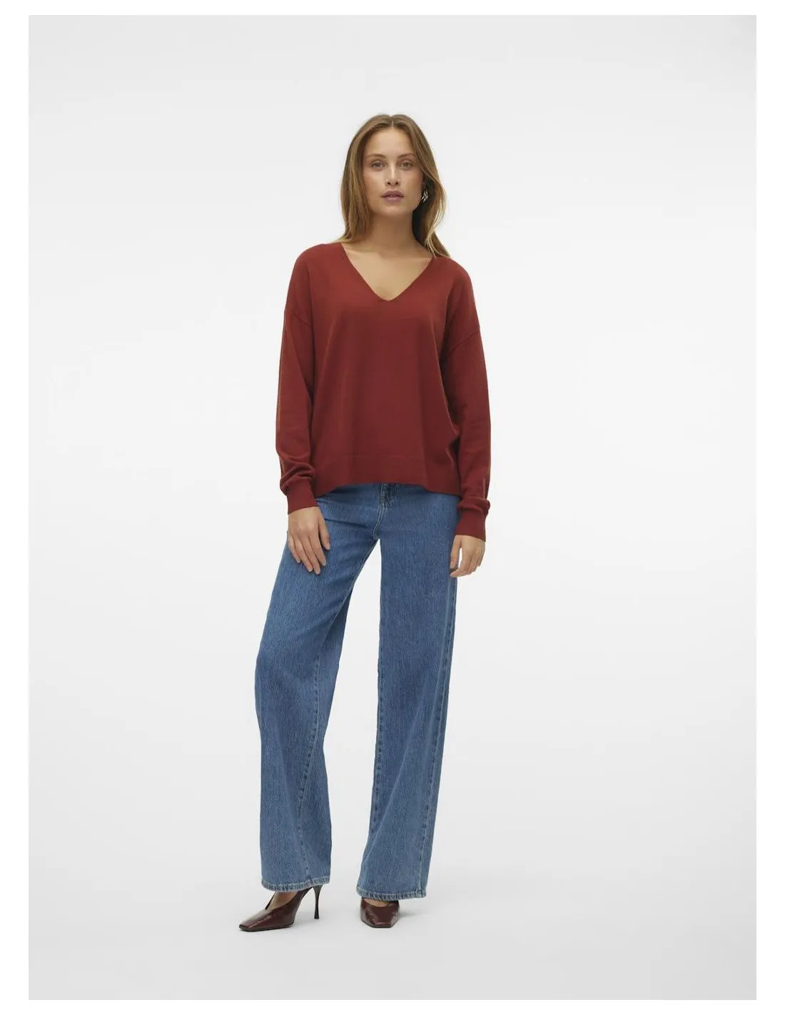 VERO MODA DONNA BREEZE LS V-NECK PULLOVER GA BOO