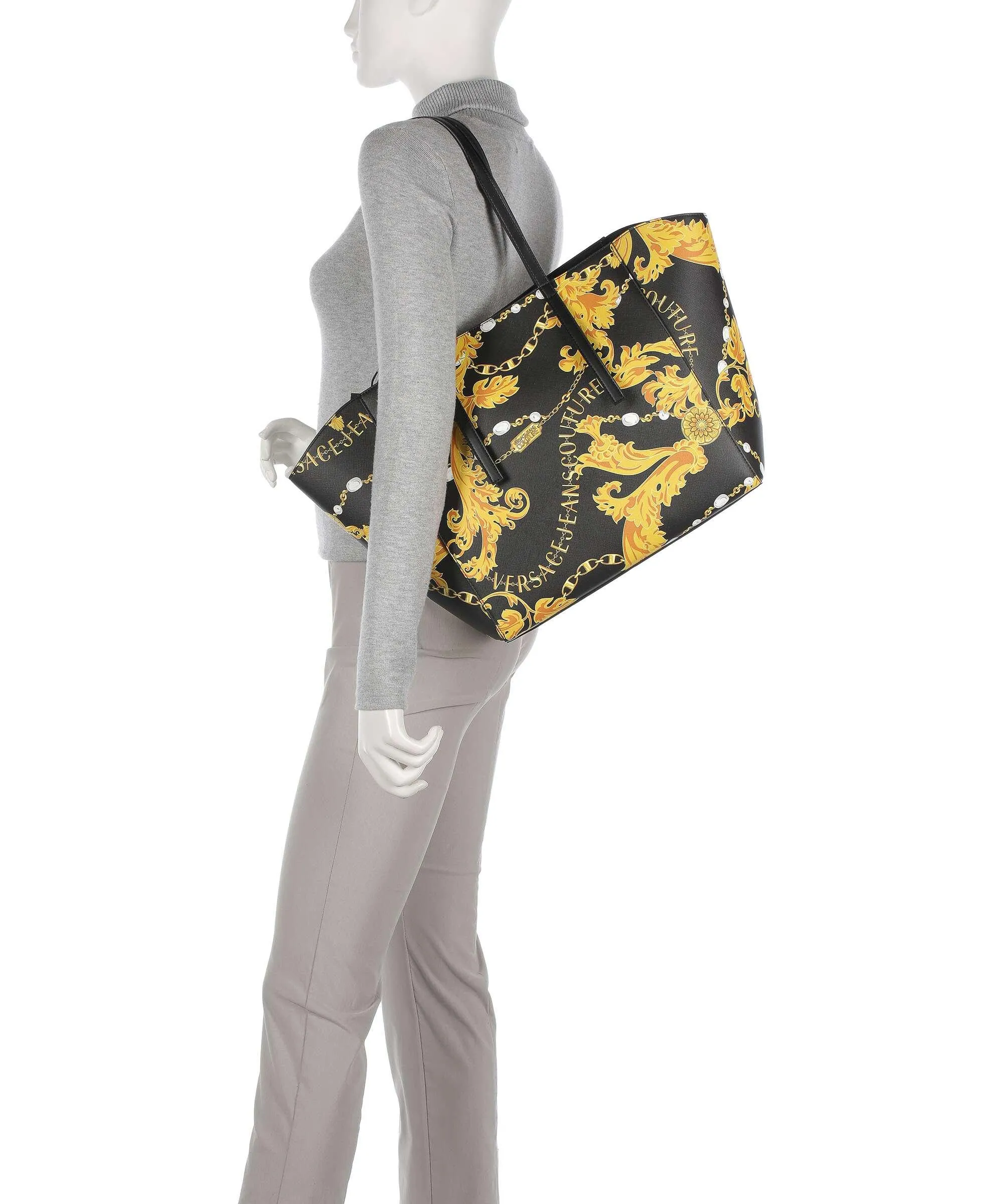 Versace Jeans Couture Graphic Borsa shopper pelle sintetica nero  
