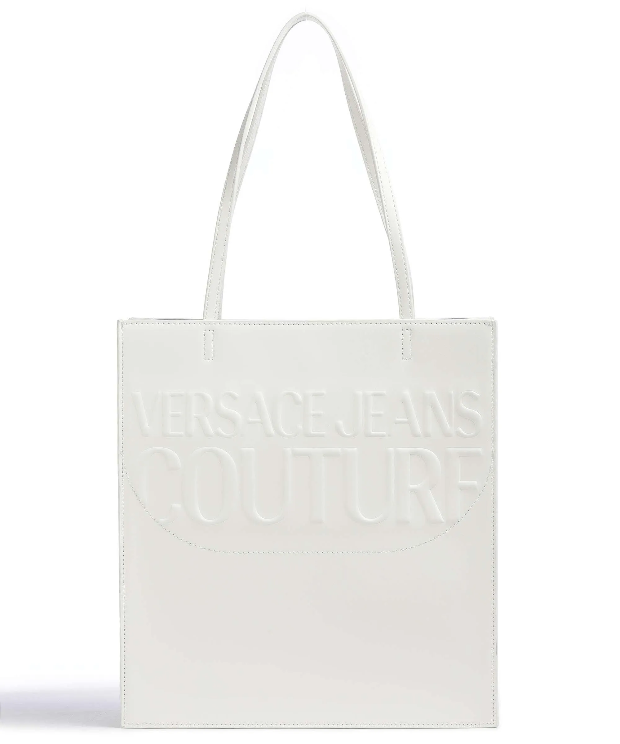  Versace Jeans Couture Institutional Logo Borsa shopper pelle sintetica bianco  