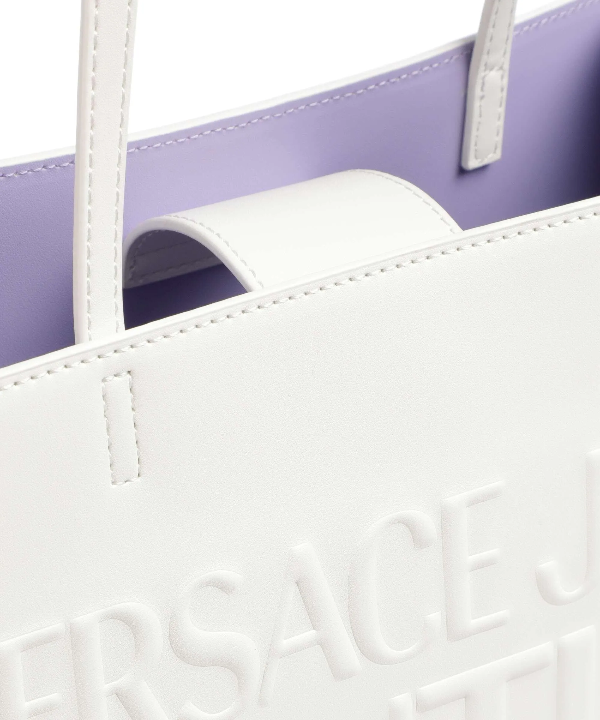  Versace Jeans Couture Institutional Logo Borsa shopper pelle sintetica bianco  