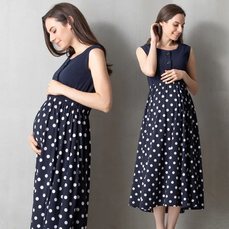Vestito a pois premaman e allattamento