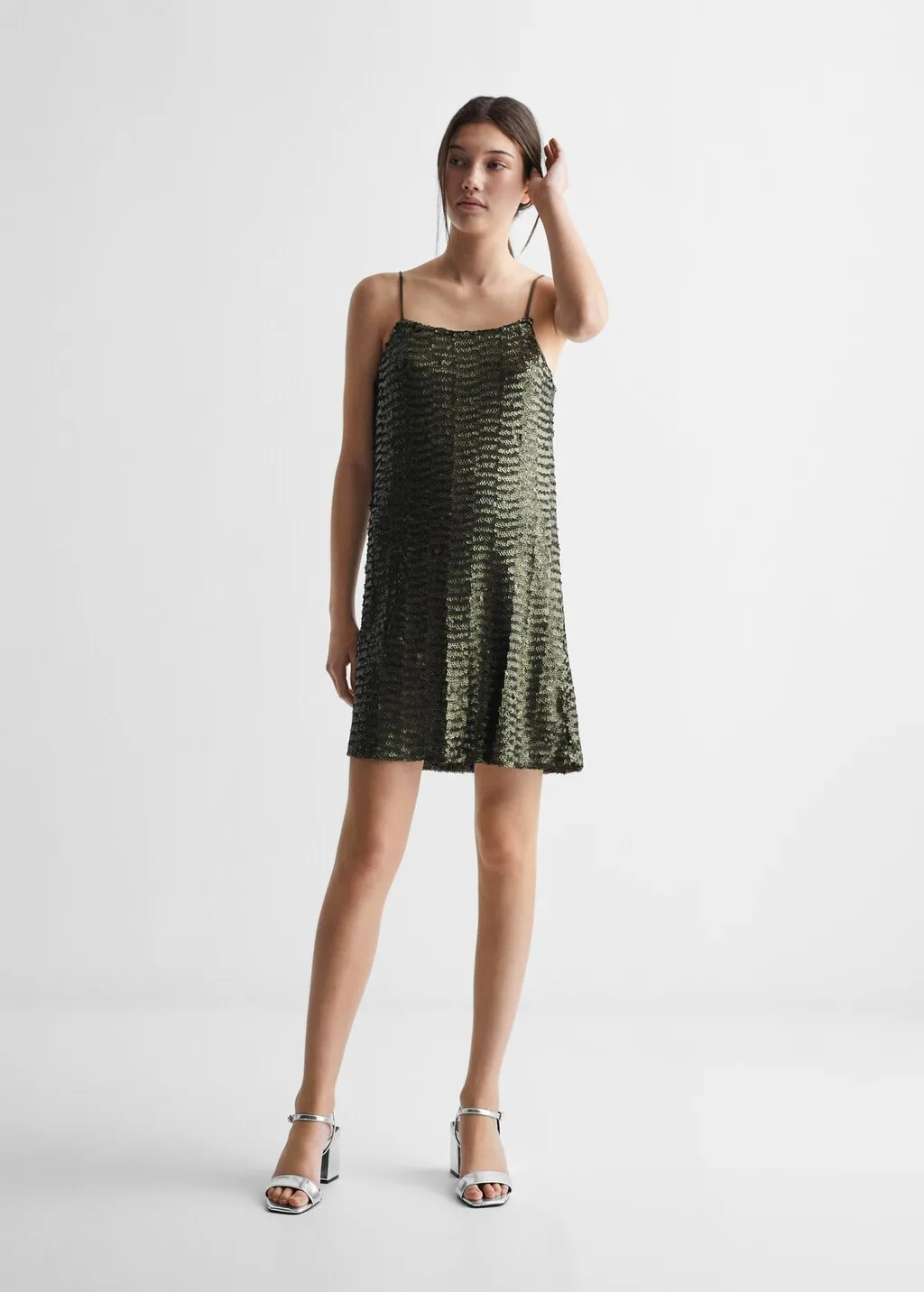 Vestito corto paillettes semitrasparente