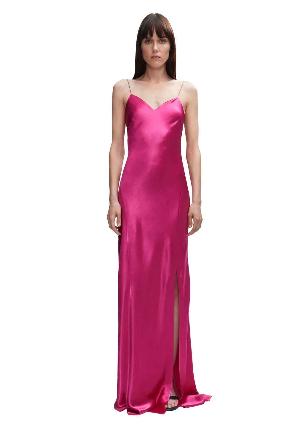 Vestito satinato spacco