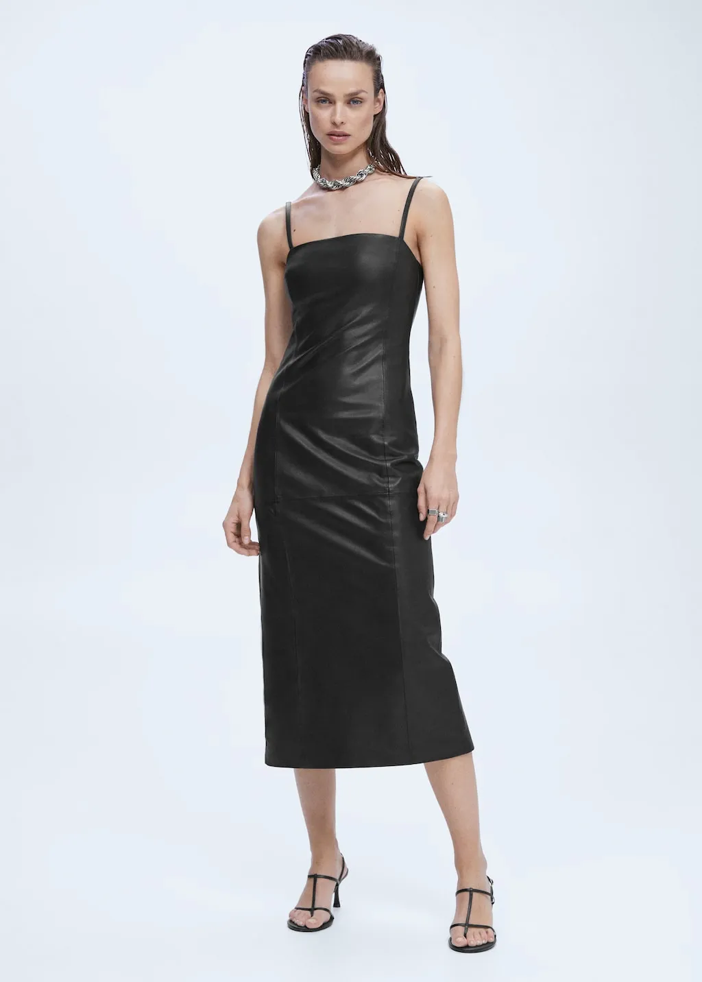 Vestito spallini pelle