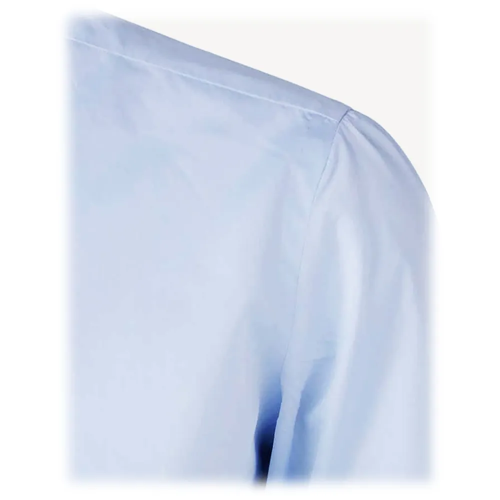 Viola Milano - Camicia con Colletto Cut-Away a Contrasto - Blu/Bianco - Handmade in Italy - Luxury Exclusive Collection