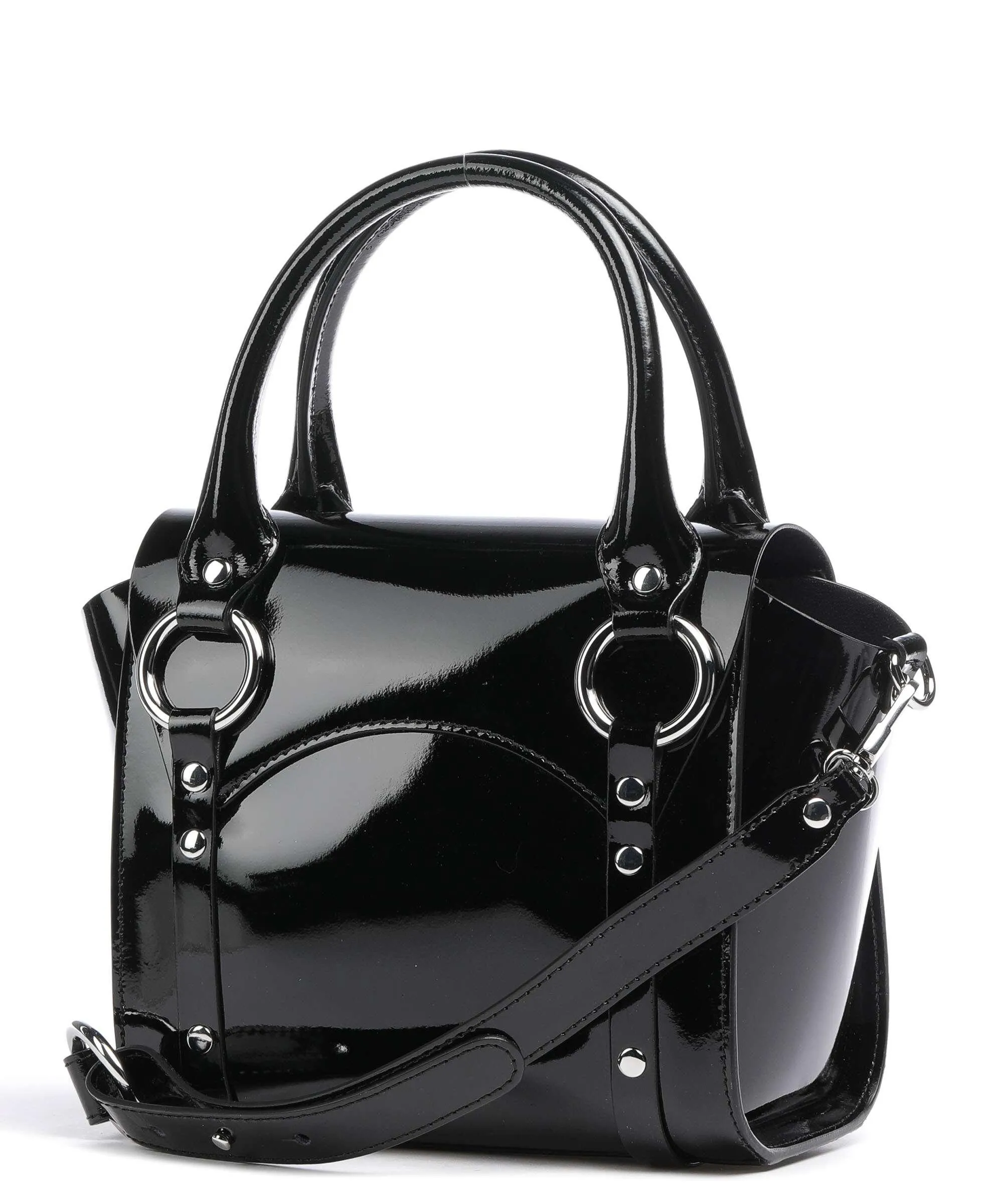  Vivienne Westwood Betty Shiny Patent Small Borsa a mano pelle verniciata nero  