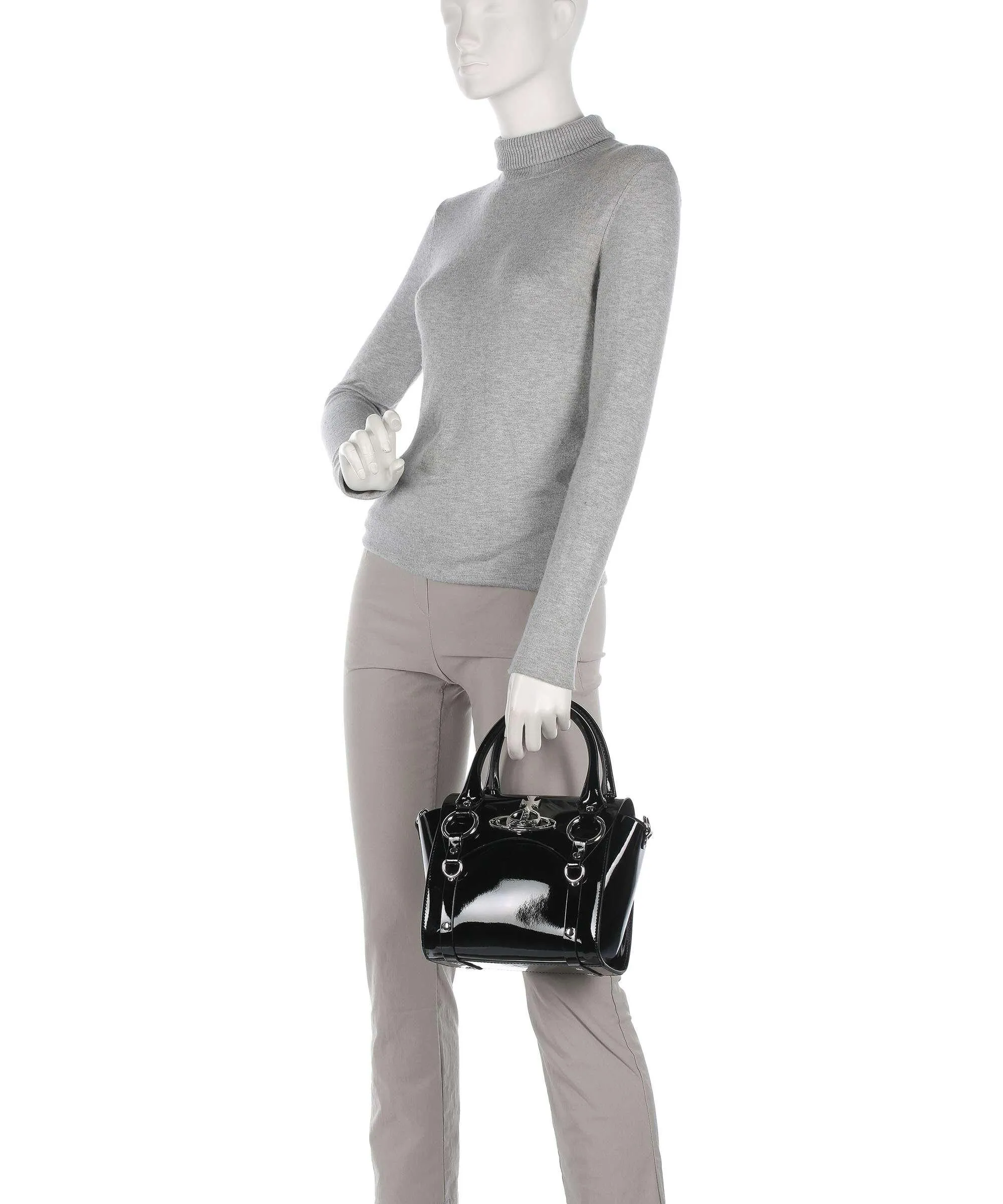  Vivienne Westwood Betty Shiny Patent Small Borsa a mano pelle verniciata nero  