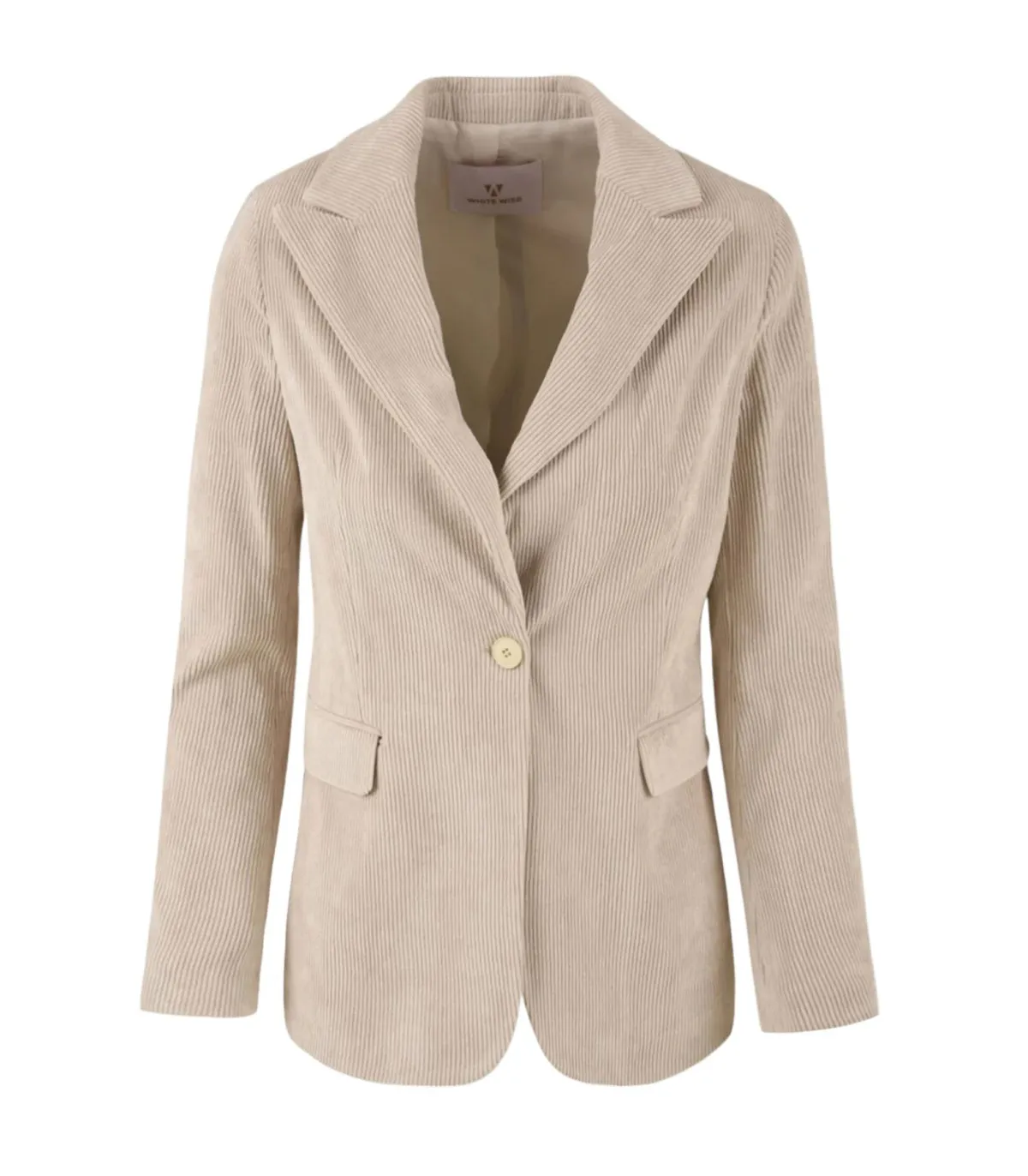 White Wise Donna Abito Completo Tailleur Monopetto In Velluto A Coste
