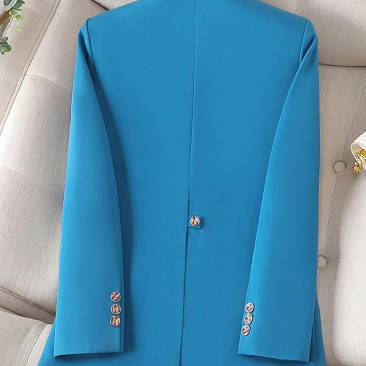 Xfpv Donna Casual Blu High End Split Back Manica lunga Slim Temperamento Blazer Giacca Cappotto Moda Nuovo Inverno Autunno 202