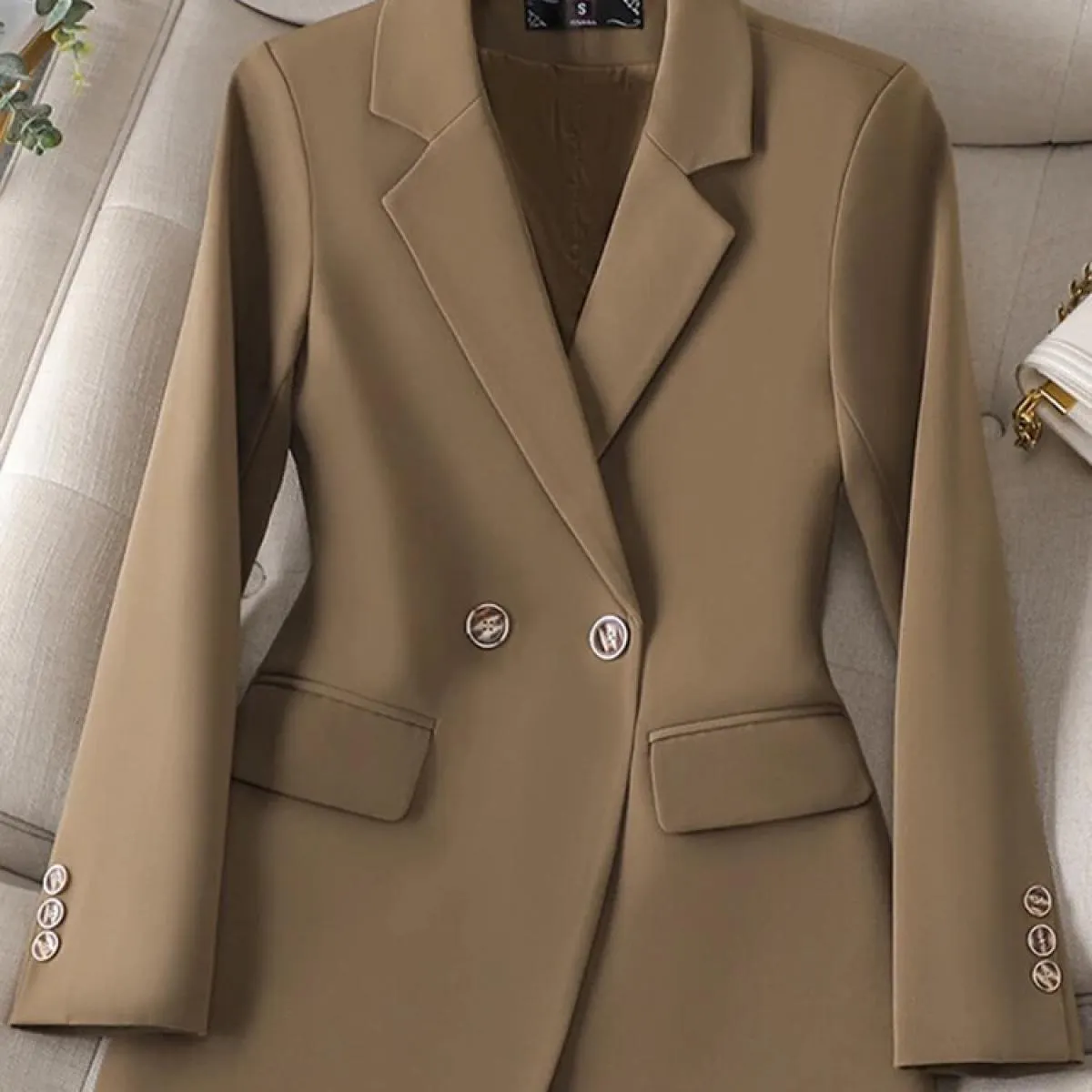 Xfpv Donna Casual Blu High End Split Back Manica lunga Slim Temperamento Blazer Giacca Cappotto Moda Nuovo Inverno Autunno 202