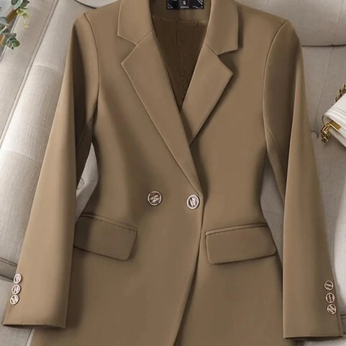 Xfpv Donna Casual Blu High End Split Back Manica lunga Slim Temperamento Blazer Giacca Cappotto Moda Nuovo Inverno Autunno 202