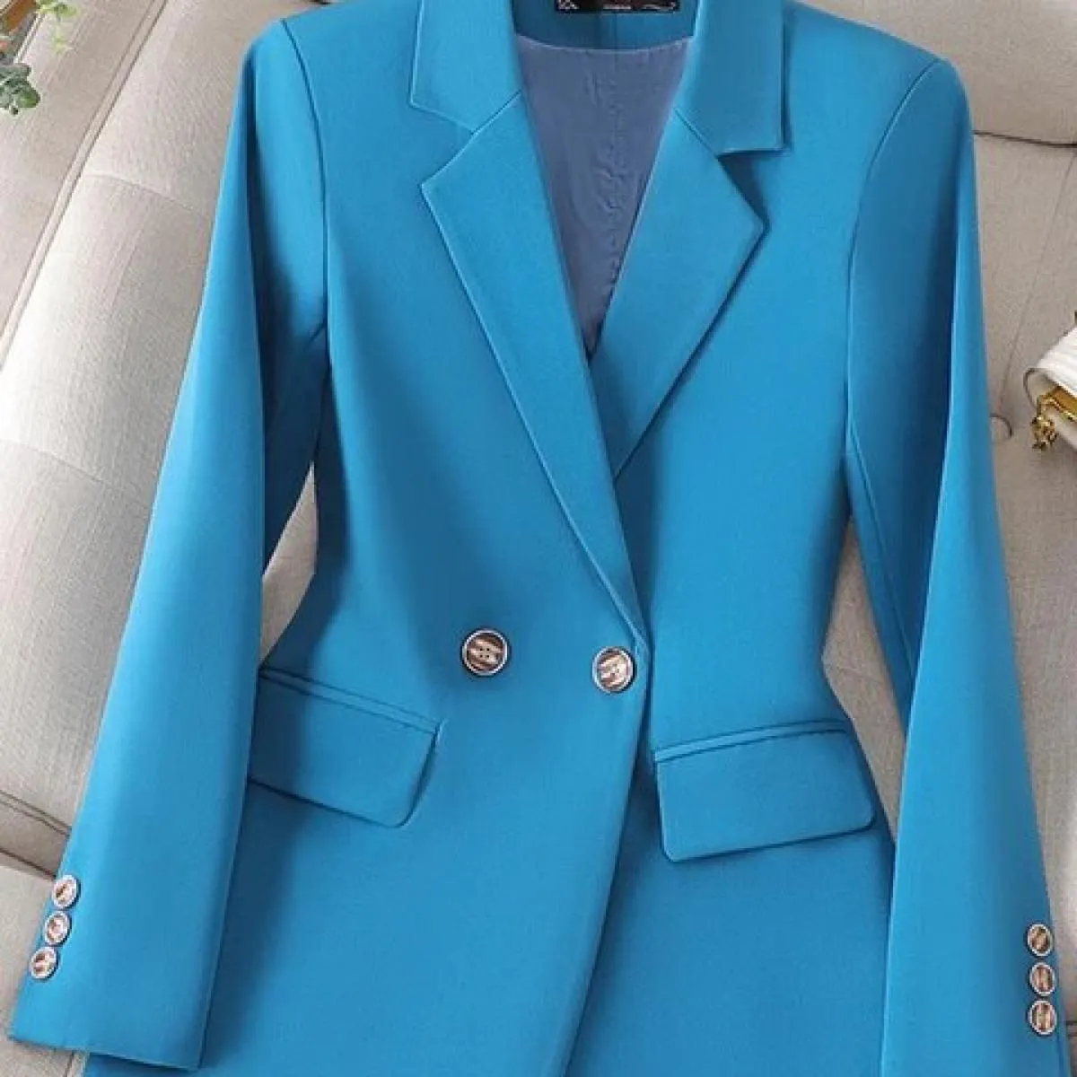 Xfpv Donna Casual Blu High End Split Back Manica lunga Slim Temperamento Blazer Giacca Cappotto Moda Nuovo Inverno Autunno 202
