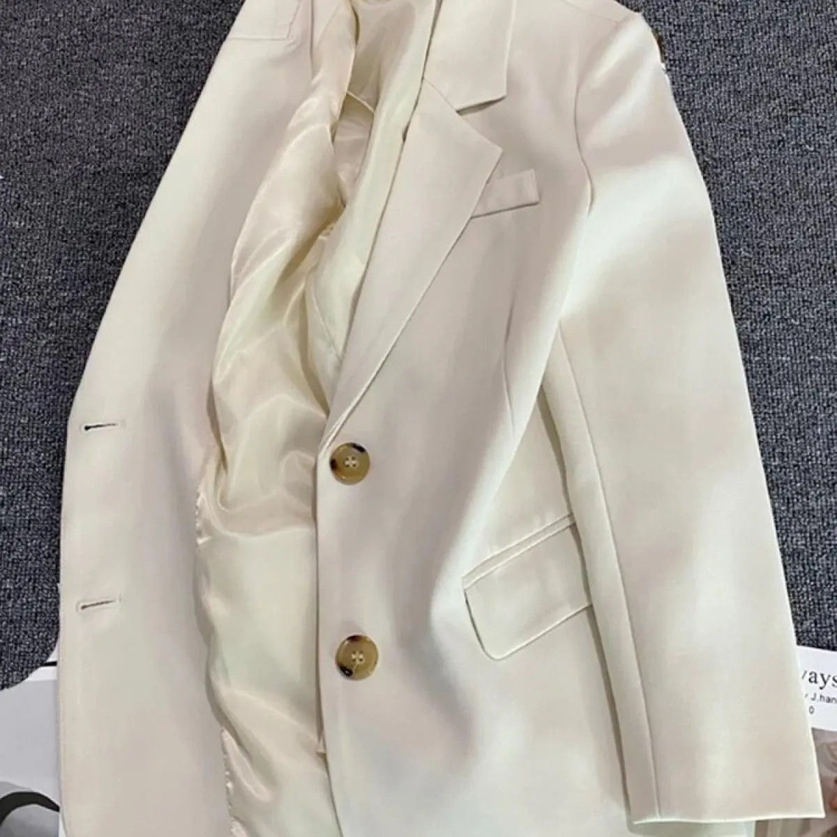 Xfpv Elegante Abito Bianco Crema Top Donna Monopetto Blazer con Intaglio Giacca Cappotto 2023 Moda Nuova Tendenza Primavera Autu