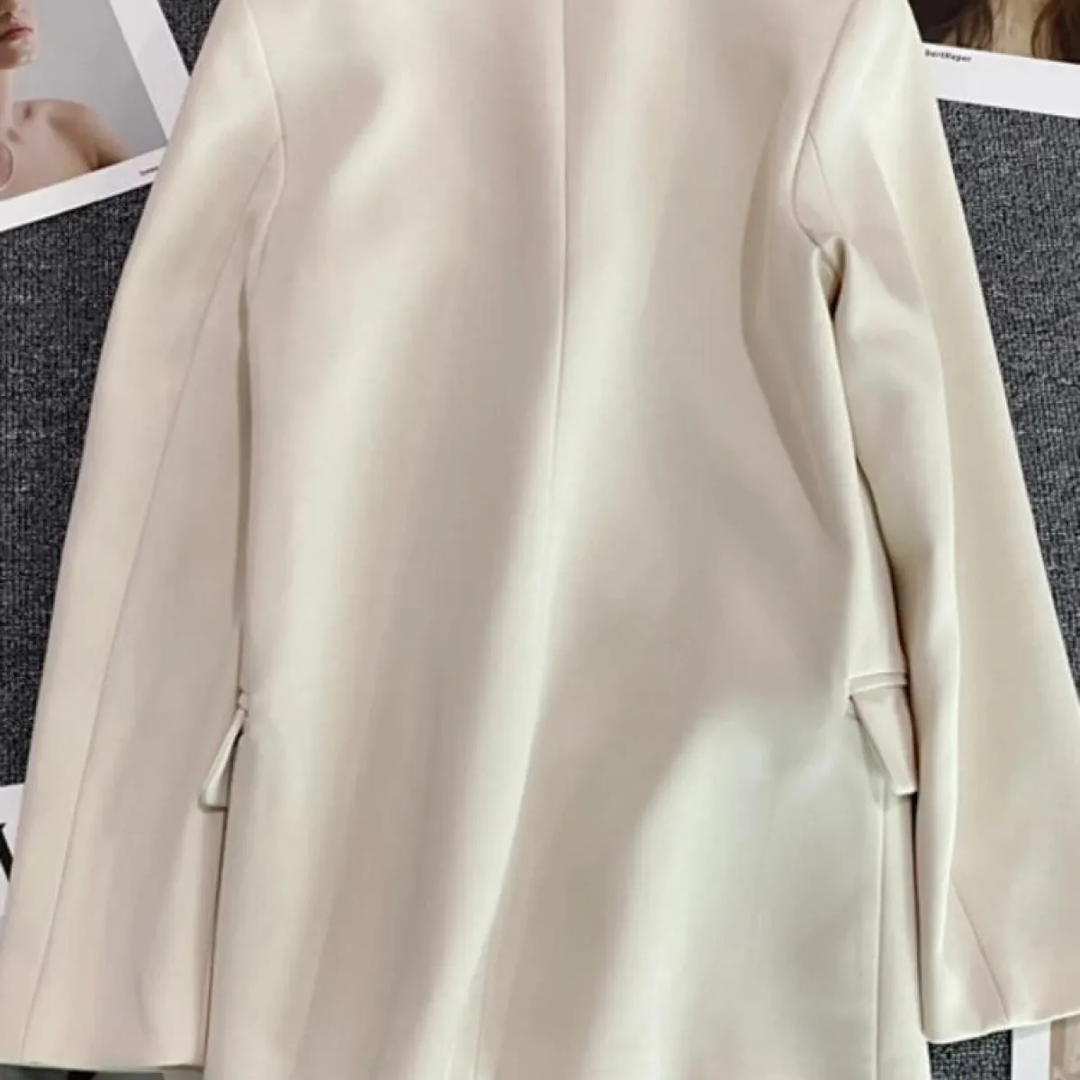Xfpv Elegante Abito Bianco Crema Top Donna Monopetto Blazer con Intaglio Giacca Cappotto 2023 Moda Nuova Tendenza Primavera Autu
