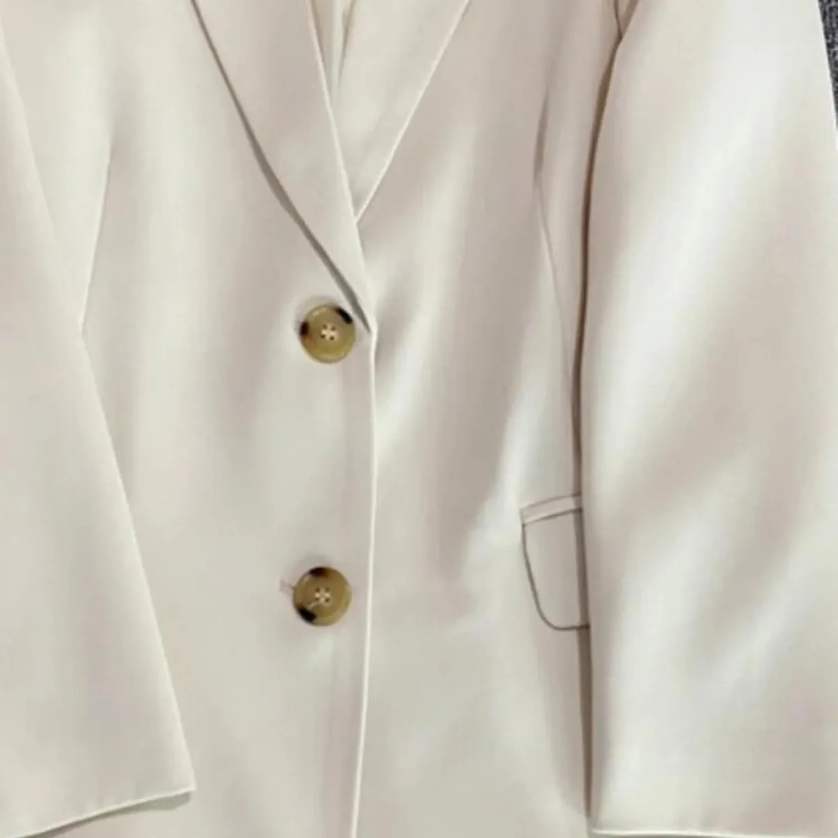 Xfpv Elegante Abito Bianco Crema Top Donna Monopetto Blazer con Intaglio Giacca Cappotto 2023 Moda Nuova Tendenza Primavera Autu
