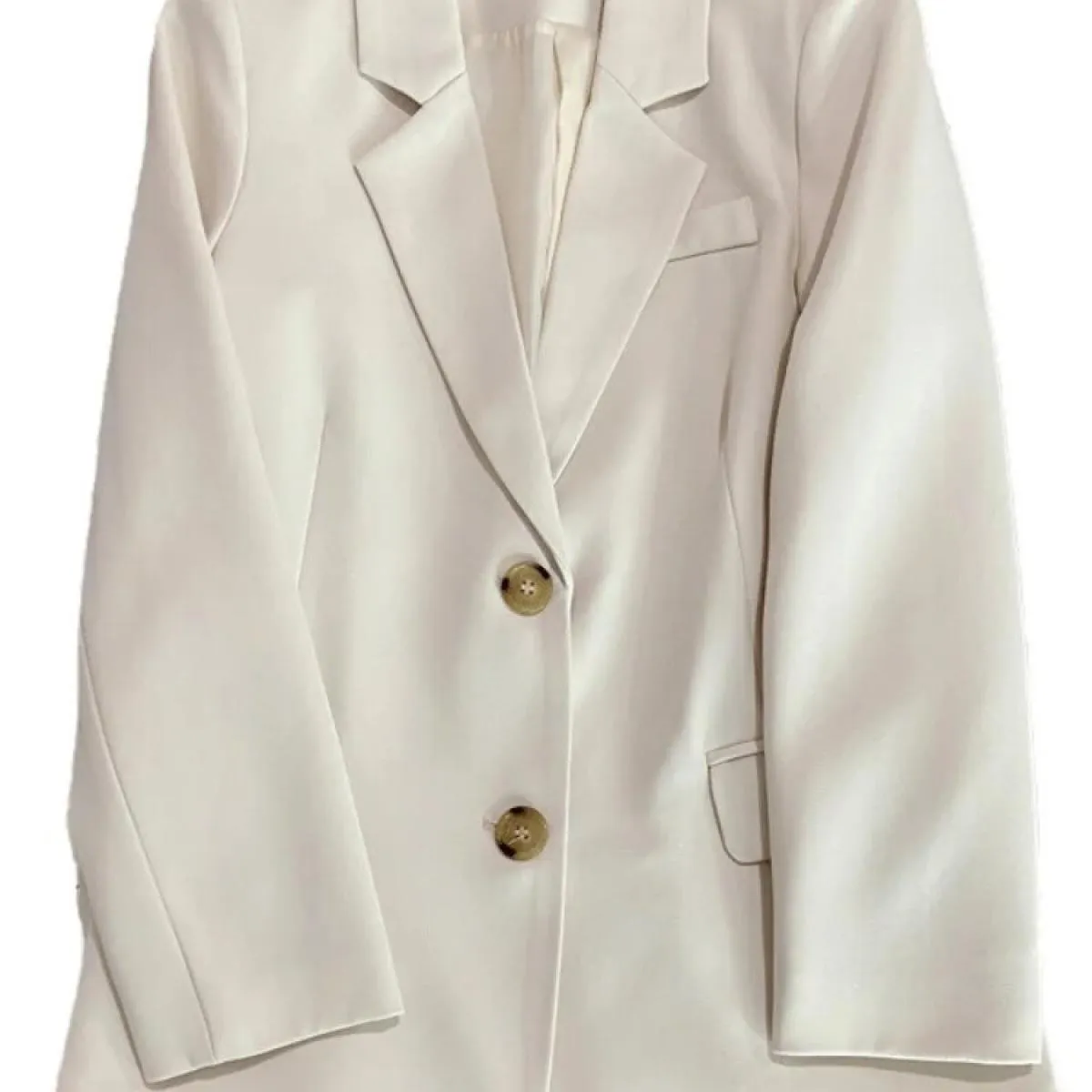 Xfpv Elegante Abito Bianco Crema Top Donna Monopetto Blazer con Intaglio Giacca Cappotto 2023 Moda Nuova Tendenza Primavera Autu