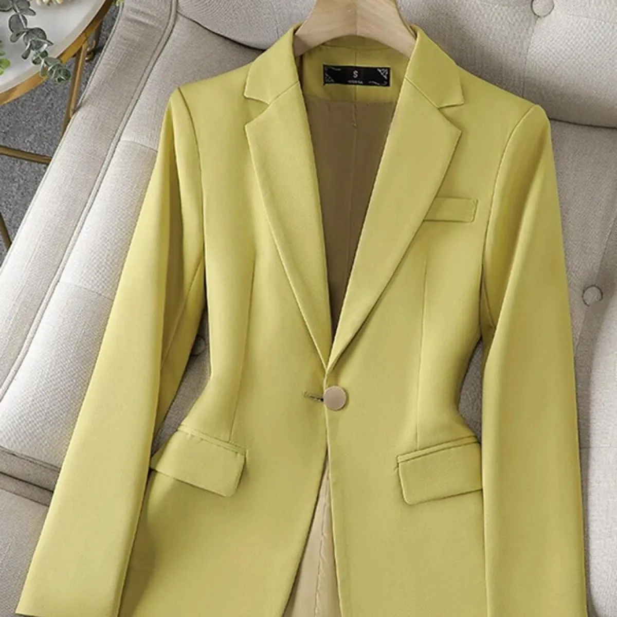 Xfpv Giacca da Cappotto con Temperamento a Maniche Lunghe Slim Monopetto da Donna con Bottone Singolo Moda Nuova Marea Autunno 2