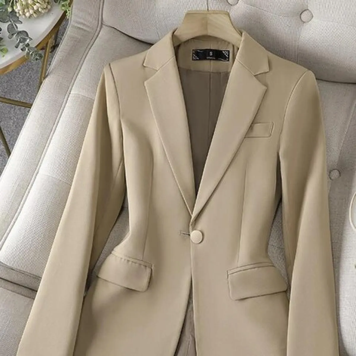 Xfpv Giacca da Cappotto con Temperamento a Maniche Lunghe Slim Monopetto da Donna con Bottone Singolo Moda Nuova Marea Autunno 2