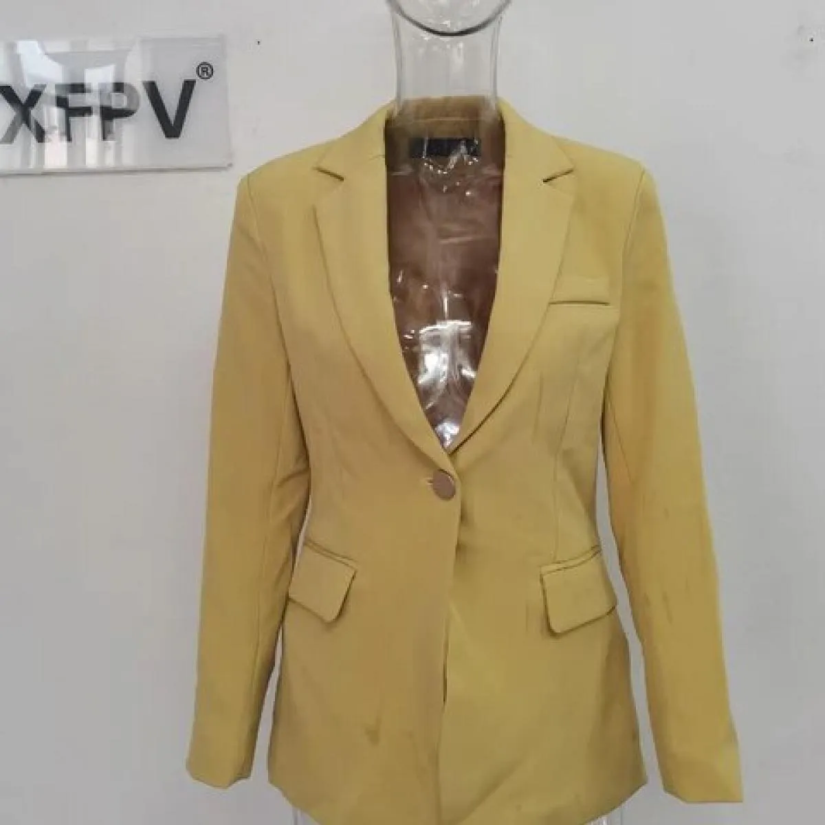 Xfpv Giacca da Cappotto con Temperamento a Maniche Lunghe Slim Monopetto da Donna con Bottone Singolo Moda Nuova Marea Autunno 2