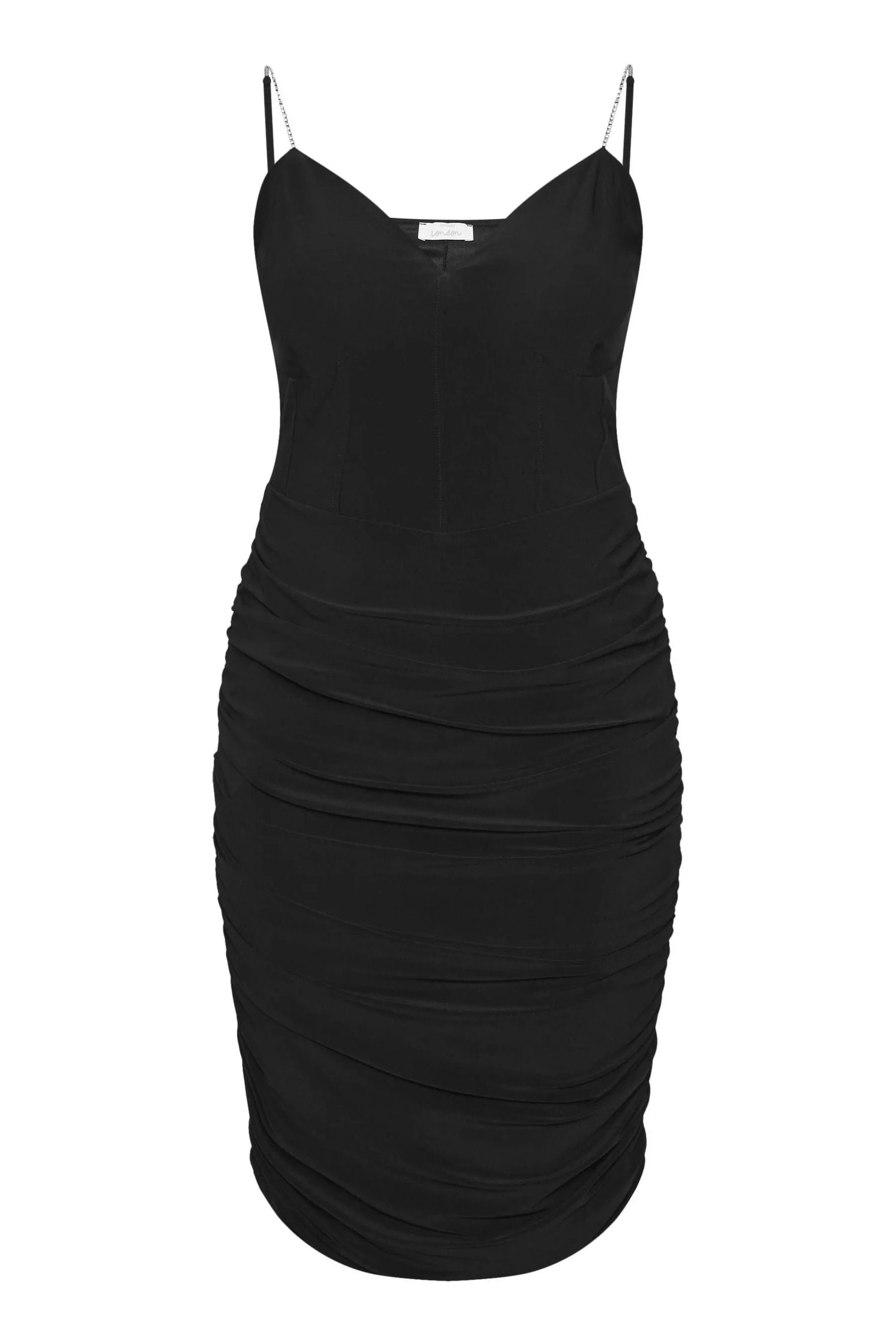 Yours Curve - Abito a corsetto con ruches e spalline di strass