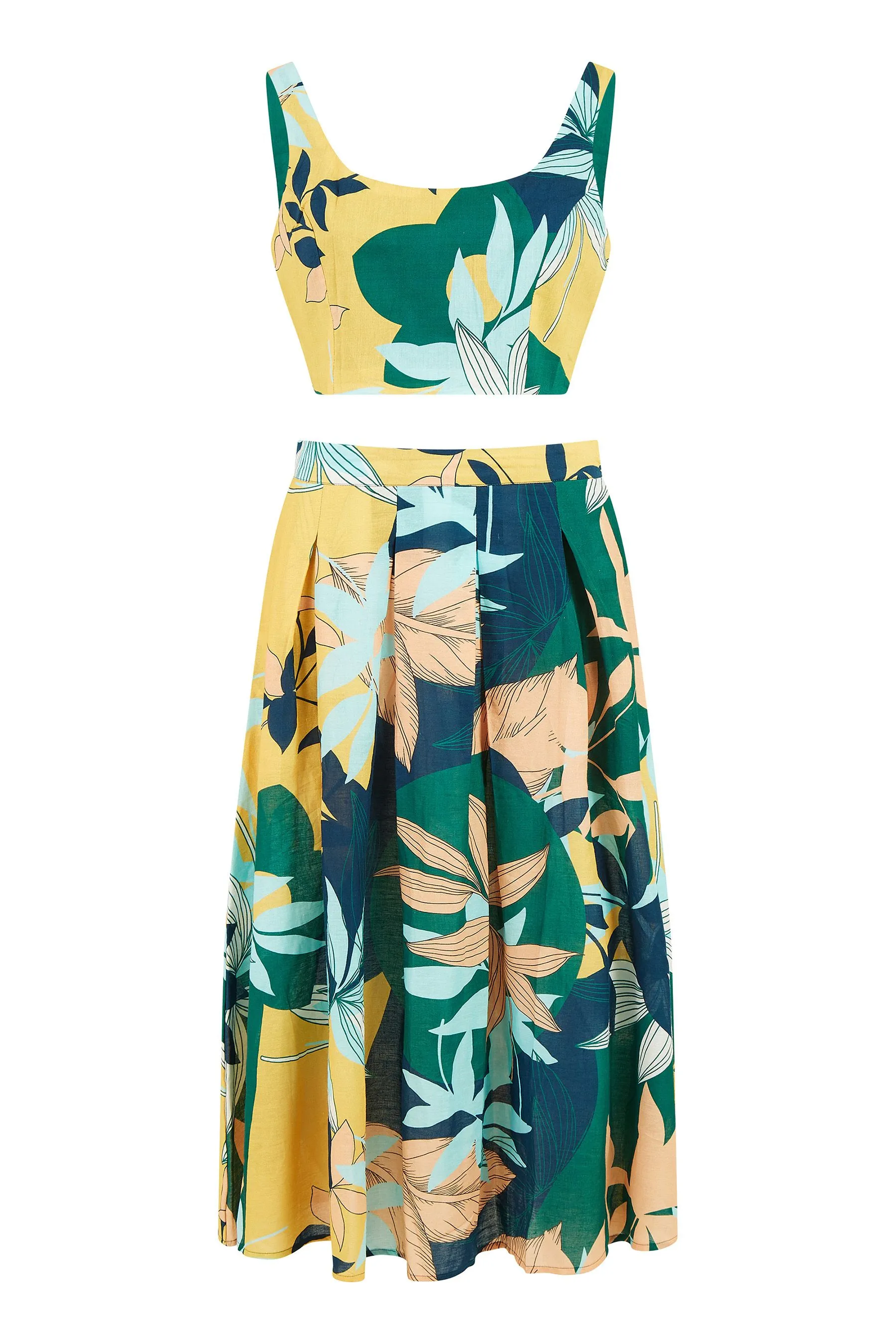 Yumi - Gonna longuette in cotone Stampa limone